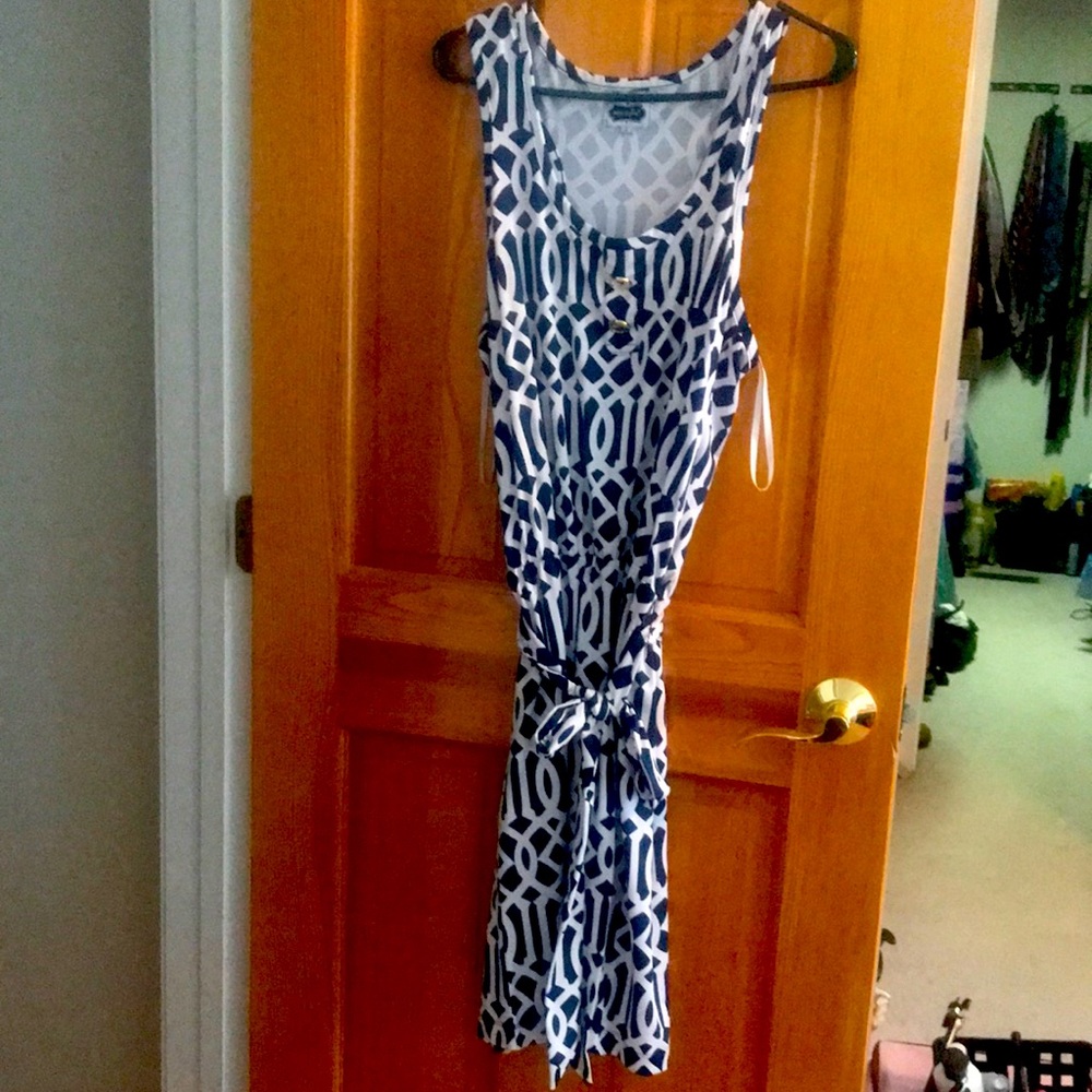 Navy & White Geometric print tank dress 👗 Mudpie brand from a beach boutique